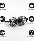Handmade Spade Black And White Ceramic Cabinet Knobs Set Of 6 For Cabinets Dressers Cupboards, decorative and rust-free design