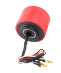Red 70mm 150W Brushless Hub Motor Wheel With Hall Sensor for electric skateboard, showing wiring and connections