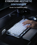 75 Percent Compact Wireless Mechanical Gaming Keyboard Featuring Hot Swap Switches Ridiculously Solid Aluminum Frame Sleek Skeleton Design on a desk.