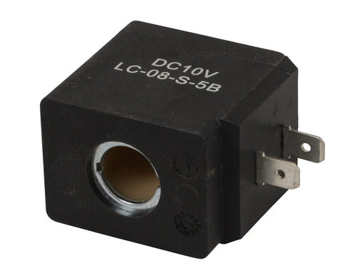 10V Hydraulic Dump Valve Coil Solenoid With Spade Connectors For Industrial Hydraulics Built Tough 5x1x2 Inch Body Power Up Unit Easy Wiring And Reliable Operation