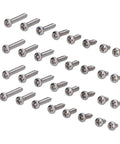 200 Pack M3 Pan Head Self Tapping Screws Built Like A Tank With Solid 304 Stainless Steel arranged in various angles.