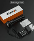 Beast Mode Bright Dive Light 13000 Lumen Scuba Diving Flashlight with packaging, charger, manuals, and accessories.
