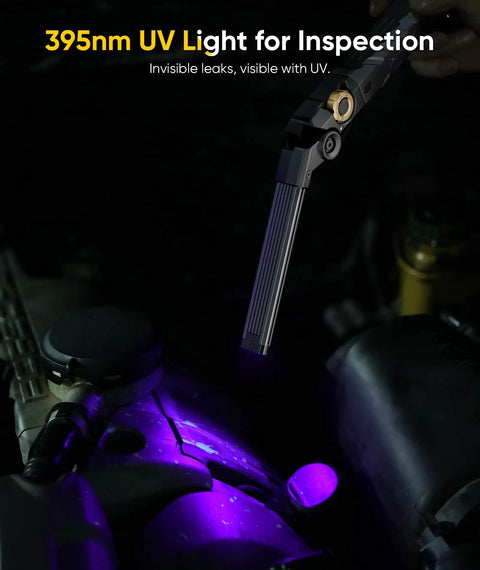 Magnetic 1500 Lumen Rechargeable Work Light With 5000mAh Battery, 4 Modes And UV 395nm inspecting auto engine with UV light