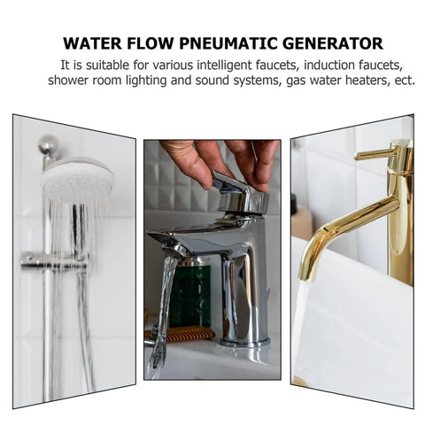 Three different faucets demonstrating water flow for a 12V Micro Hydroelectric Water Turbine Generator With Adjustable Nozzle Portable Creek And Stream Power Source For Charging 12V Batteries Radios Lights And Gadgets Off Grid On The Go suitable for intelligent systems.