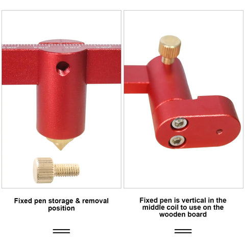 Kickass Shop Tested 300Mm Woodworking Compass Tool Crafted From Heavy Duty Aluminum Alloy Circle Marking Gauge with pen storage and removal.