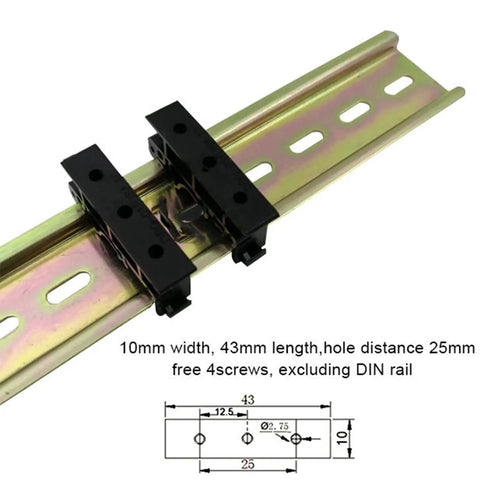 20 Sets Din Rail PCB Mounting Bracket Holder Carrier Clips For C45 Rail Width 35Mm Or 15Mm, shown with dimensions and included screws