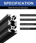 4 Pack 600mm 2020 Aluminum V Slot Extrusion Black 20x20 With Corner Bracket Kit For 3D Printer Rig, aluminum profile diagram