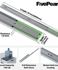 24 Inch Hardcore Heavy Duty Soft Close Drawer Slides Full Extension Ball Bearing Side Mount Runners 150 LB Capacity dimensions and features.