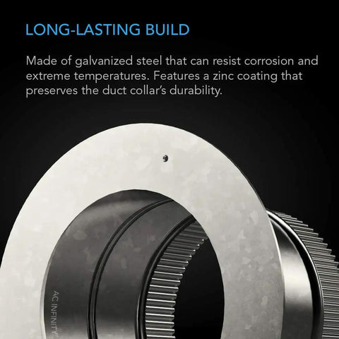Four Inch Galvanized Steel Ducting Takeoff Collar With Rock Solid Crimped Rims For Smooth Airflow And Zero Sweat Tumble Dryer Bathroom Fan Range Hood Install That Keeps Particles Out With An Airtight Flat Brim Seal