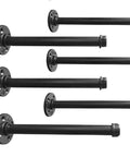 Black Iron Pipe Shelf Brackets 12 Inch Set Of 6 Heavy Duty Rustic Floating Shelves And Clothing Rack Brackets