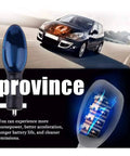 Auto Fuel Saver Plug and Play Portable Gas Saver for Cars and Trucks Boosts Power and Mileage Save 10 to 30 Percent on Gas Economizer Energy Economy Device Blue 1 Piece shown with a car on a road.