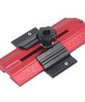 Heavy Duty Aluminum Table Saw Jig For Precision Woodworking Fence Fixture Featuring Clear Measurement Scales And Slick Turn Knobs, detail view.