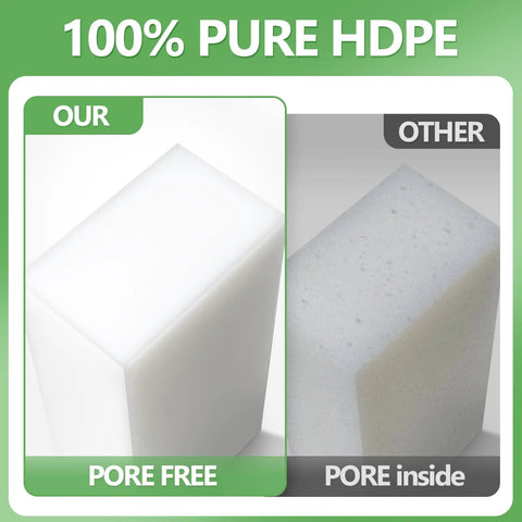 Comparison of pore-free pure HDPE block and porous other material, highlighting High Density Polyethylene Blocks 6 By 3 By 2 Inches 100 Percent Virgin Solid Plastic Precision Cut For CNC Machining Food Safe Engineered For DIY Projects And Pro Builds Two Blocks Included.