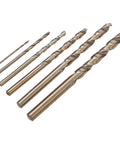6-piece cobalt drill bit set with round shanks for metal drilling