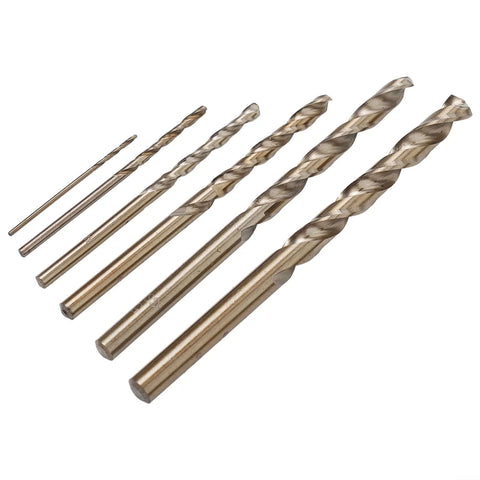 6-piece cobalt drill bit set with round shanks for metal drilling