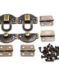 Two Sets Mini Bronze Antique Hasp Latch Buckle And Rectangle Hinges Kit With Matching Screws For Jewelry Box Repair