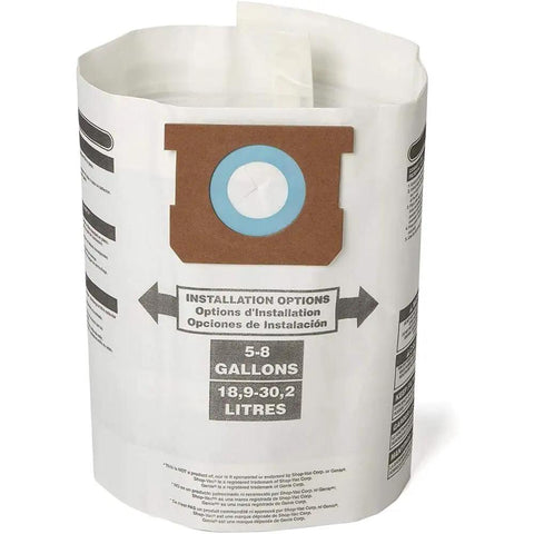 Three Pack Dry Dust Bags For 5 To 8 Gallon Shop Vacs Fits Most Wet And Dry Vacuums Captures Everyday Dust And Debris