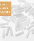 Fifty Pack White Rubber Screw Thread End Caps For Top Notch Floor Protection. Round soft rubber plugs in various angles.