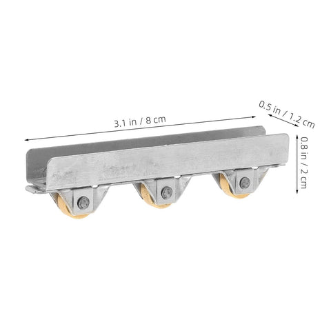 Quiet Glass Door Sliding Roller Wheel Set With Silent Bearing Pulleys for Frameless Shower Bifold Doors, 3.1 in size, side view
