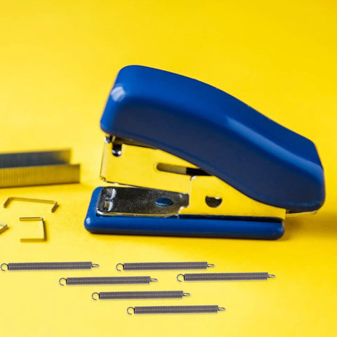 Get The Ultimate 20 Pc Small Stainless Steel Extension Springs Kit With Hook Ends Perfect For Quick Home Repairs Crafts And Mechanical Jobs To Fix Fence Gates Appliance Hinges Super Easy Install Tension Hardware. blue stapler with small hook-end extension springs
