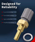 Hardcore Garage Edition Engine Coolant Temperature Sensor With Pigtail Harness For Toyota 4Runner Camry Corolla Celica Avalon Land Cruiser Rav4 close-up showing brass and grey plastic construction.