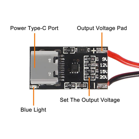 Five Pack USB C PD Trigger Board With QC Support PD2.0 PD3.0 5V 9V 12V 15V 20V Output Fixed Voltage Power Module up to 100W