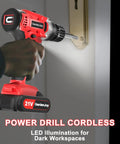 Cordless Drill Set With Battery And Charger, 21V Power Drill with LED, drilling into lock, great for home DIY projects