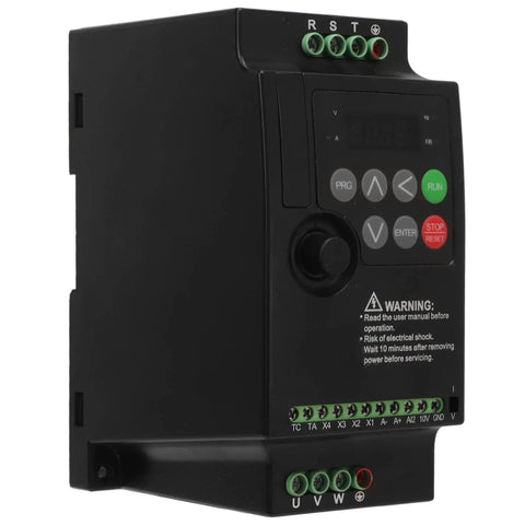 Rock Solid One Point Five KW Variable Frequency Drive For 380 Volt Three Phase Motor With Auto Voltage To Keep Speed Smooth As Butter On Pumps And Lathes Plus Heavy Duty Industrial Build For Tough Shop Grinds And Easy Setup Now black VFD with keypad