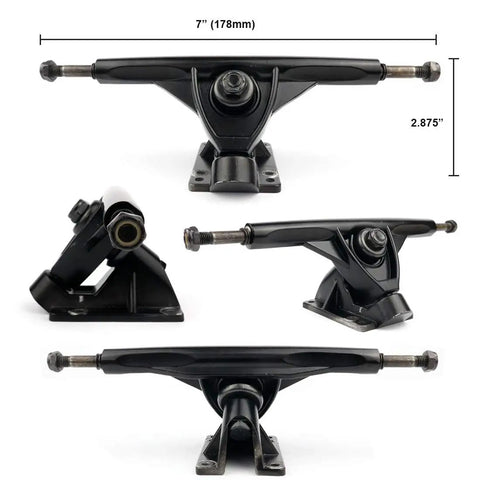 All In One Longboard Skateboard Combo Kit With 70mm Wheels, 7 Inch Aluminum Trucks (180mm Axles), ABEC 7 Bearings, hardware, black trucks.