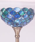 Tiffany Style Floor Lamp Torchiere Stained Glass Torch Lamp 12 Inch Shade 60 Inch Tall Antique Classic Vibe Standing Corner Light