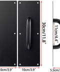 Two Pack 12 Inch Stainless Steel Door Handles With Screws Heavy Duty Pull Push Plates Rust Proof 304 Stainless Solid Black Finish For Home Office And Public Doors Easy Installation, black handle plate with 30cm size