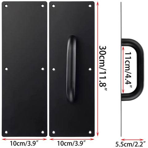Two Pack 12 Inch Stainless Steel Door Handles With Screws Heavy Duty Pull Push Plates Rust Proof 304 Stainless Solid Black Finish For Home Office And Public Doors Easy Installation, black handle plate with 30cm size