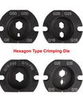 Hexagon crimping dies for Heavy Duty Pneumatic Terminal Crimping Tool With No Sweat Air Pressure Adjustment.