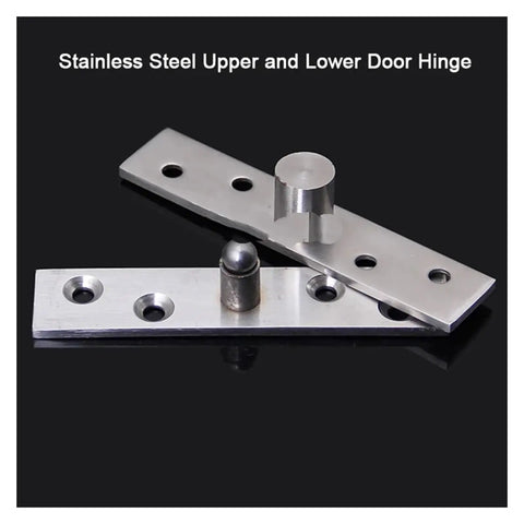 Heavy Duty Stainless Steel Pivot Hinges Set Of Ten Rock Solid Invisible Door And Cabinet Hardware Smooth 360 Rotary Swing Bottom Top Mount Rust Proof No Hassle Install with upper and lower hinge pieces.