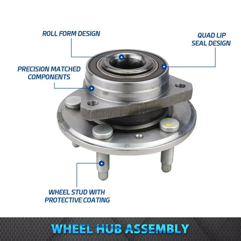 Plug-And-Play Front Wheel Hub Bearing Assembly Pair For 2010-2016 Chevy Equinox, 2010-2016 GMC Terrain, And 2014-2016 Cadillac CTS AWD