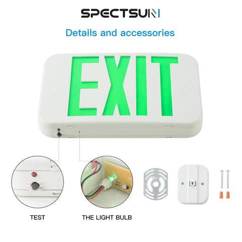 LED Exit Sign Double Face With Battery Backup Emergency Lights Red And Green Letters UL Certified 120V 277V Universal Mounting