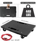 Heavy Duty Furniture Mover Dolly With Wheels 16 Inch Flat Cart Interlocking Design Black Holds Up To 440 Lbs