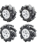 80mm Mecanum Wheel Omni Directional Robot Car Kit With 6mm Hubs For Arduino Raspberry Pi Micro Bit And DIY STEM Projects Left Right Pair For Maker Friendly Plug And Play Mobility, set of four black wheels with silver hubs