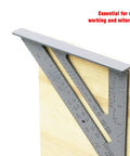 Aluminum Rafter Square 7 Inch With Double Sided Engraved Scales For Precise Carpentry And Woodworking on wood edge