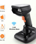 2D Wireless Barcode Scanner With 1.8 Inch Display, Rechargeable Handheld Reader, Plug And Play, Built In Base With 2.4G Dongle, Reads 1D And 2D Barcodes From Paper Or Screen Quick And Easy