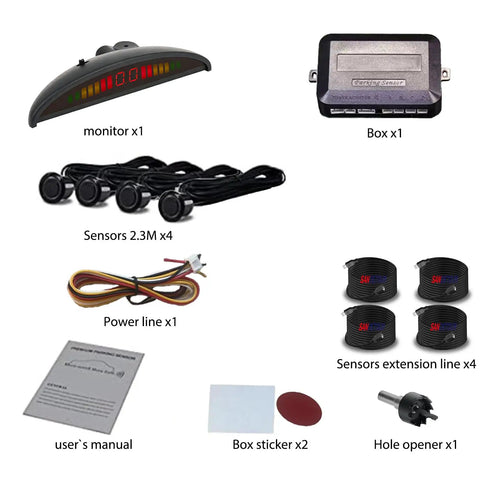 Parking Sensor Kit For Cars With Customizable Probes In 18 Color Options And Adjustable Alarm Volume Backup Sensor