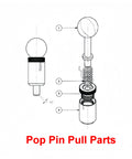Diagram of Heavy Duty Steel Spring Loaded Ball Handle Pull Pin For Quick Change And Adjustable Height In Racking Systems components.