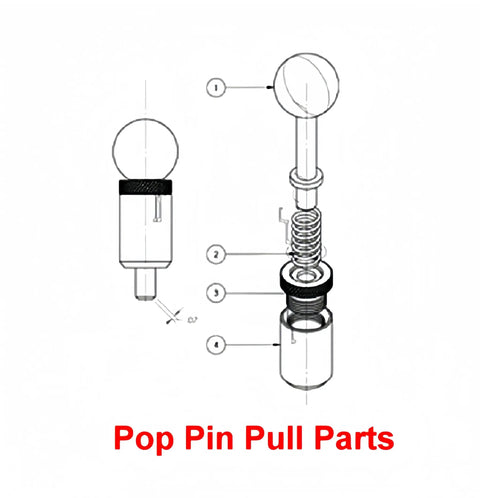 Heavy Duty Steel Spring Loaded Pull Pins For Home Gyms And Commercial Machines Half Inch Diameter Two Pack detailed exploded view.