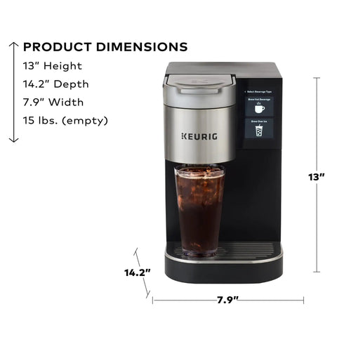 Front view of Plumbed Single Serve Office Coffee Maker With 150 Plus K Cup Varieties Brews Coffee Tea And Hot Cocoa In About A Minute Five Cup Sizes From 4 To 12 Oz Travel Mug Compatible Perfect For Busy Office Bosses with travel mug