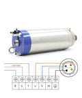5.5KW Water Cooled Spindle Motor With ER25 Collet Runs From 800Hz To 24000RPM, showing connections and ceramic bearing details.