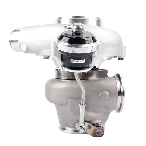 Forward Turbo 5449G Stainless Steel Vband Zero Point Seven Two AR IWG T25 Adapter with dual ceramic bearings, front view.
