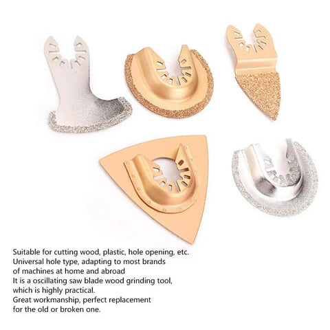 Five Piece Cemented Carbide Oscillating Saw Blades For Wood Plastic Hole Cutting Universal Fit Durable Multi Tool Blades Set