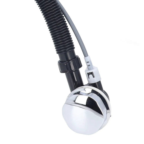 Luocute Bathtub Overflow Drainer Flexible Pipe for Spa Bathtub with chrome finish and black flexible hose connection.