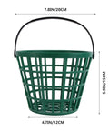 Go To Green Practice Golf Ball Basket With Foldable Handle Holds Up To 50 Balls Portable Plastic Caddy Organizer, front view