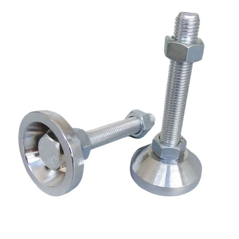 Heavy Duty Adjustable Furniture Leveling Feet Swivel Base Pads Beat Table Wobble with solid steel build and M6 thread.